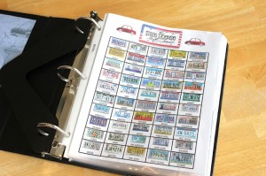 State license tags in road-trip binder